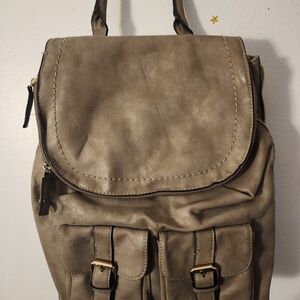 Aldo Taupe Backpack with Buckle Accents